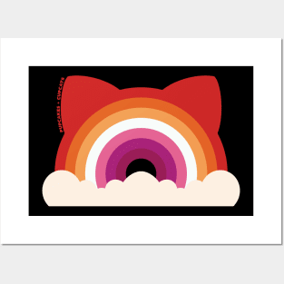 Lesbian Pride Cat Ear Rainbow Posters and Art